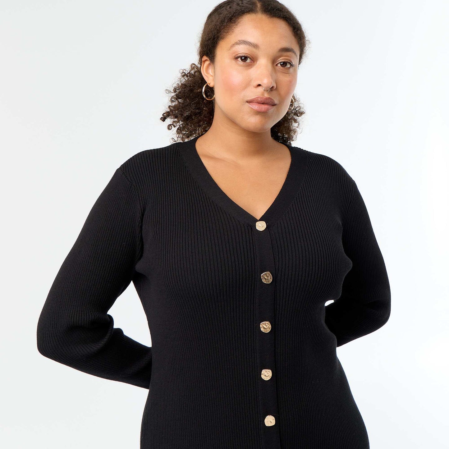 Long ribbed dress BLACK
