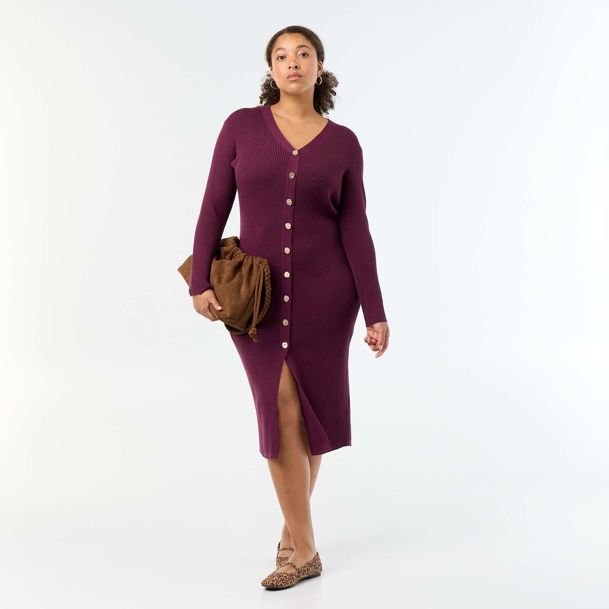 Long ribbed dress PINK