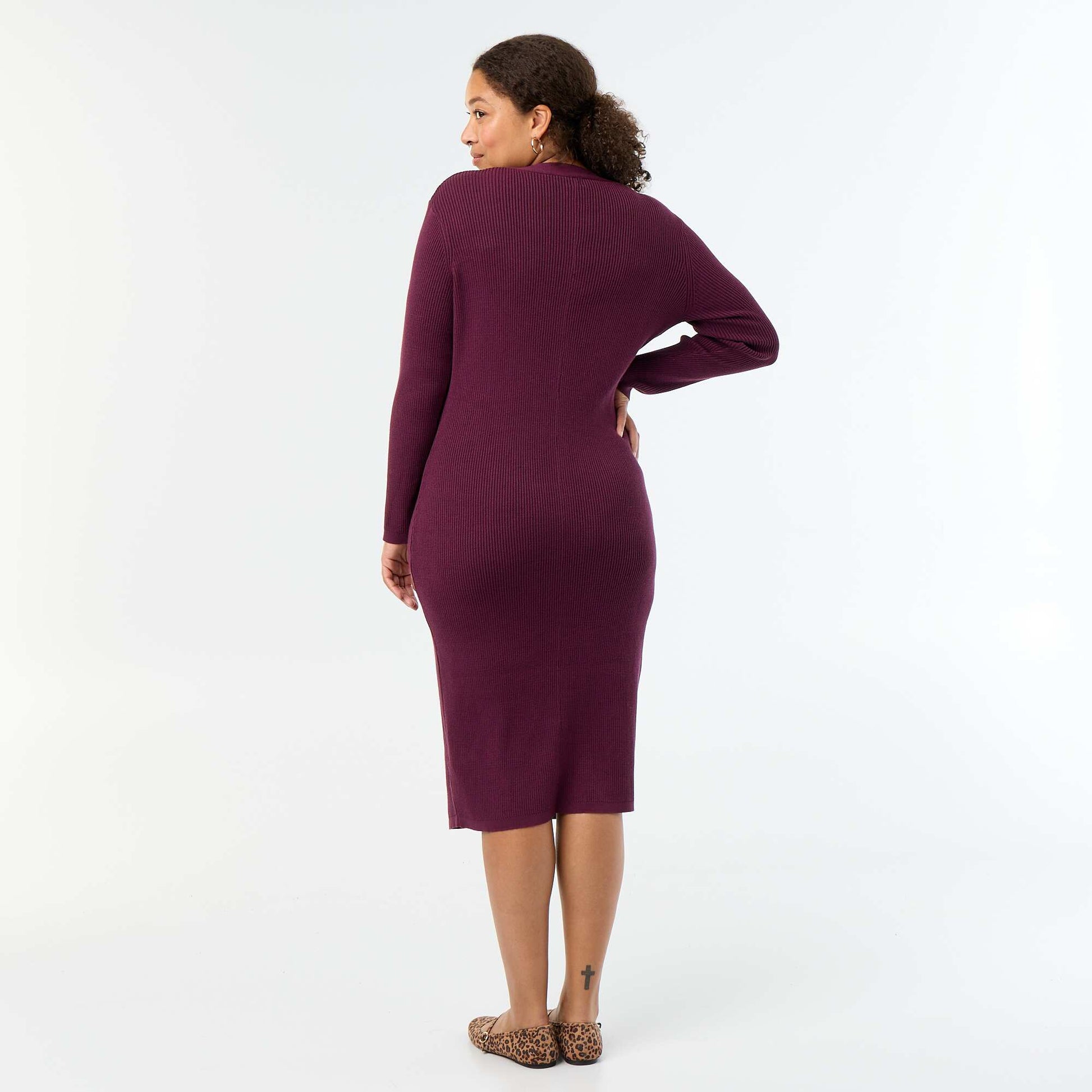Long ribbed dress PINK
