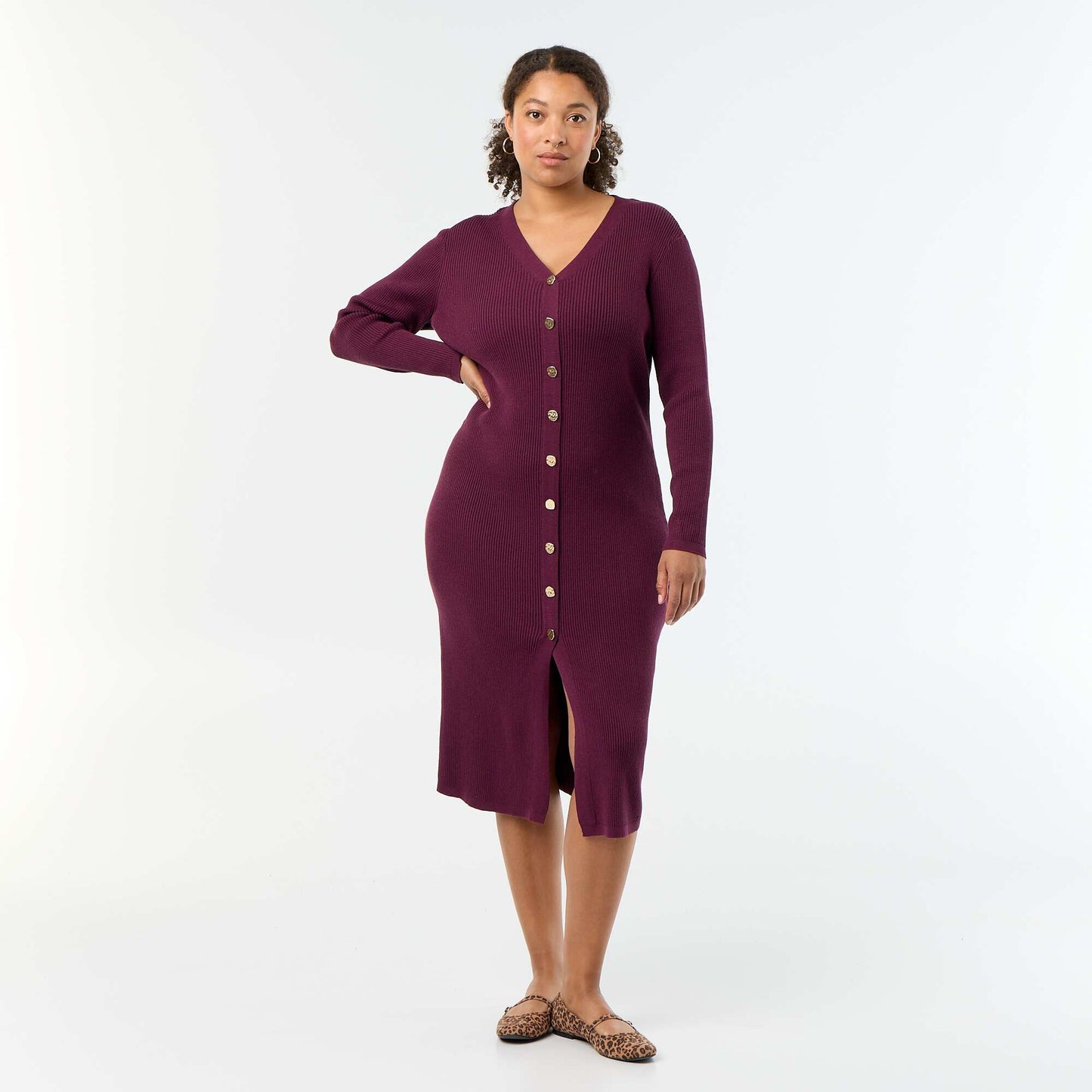 Long ribbed dress PINK