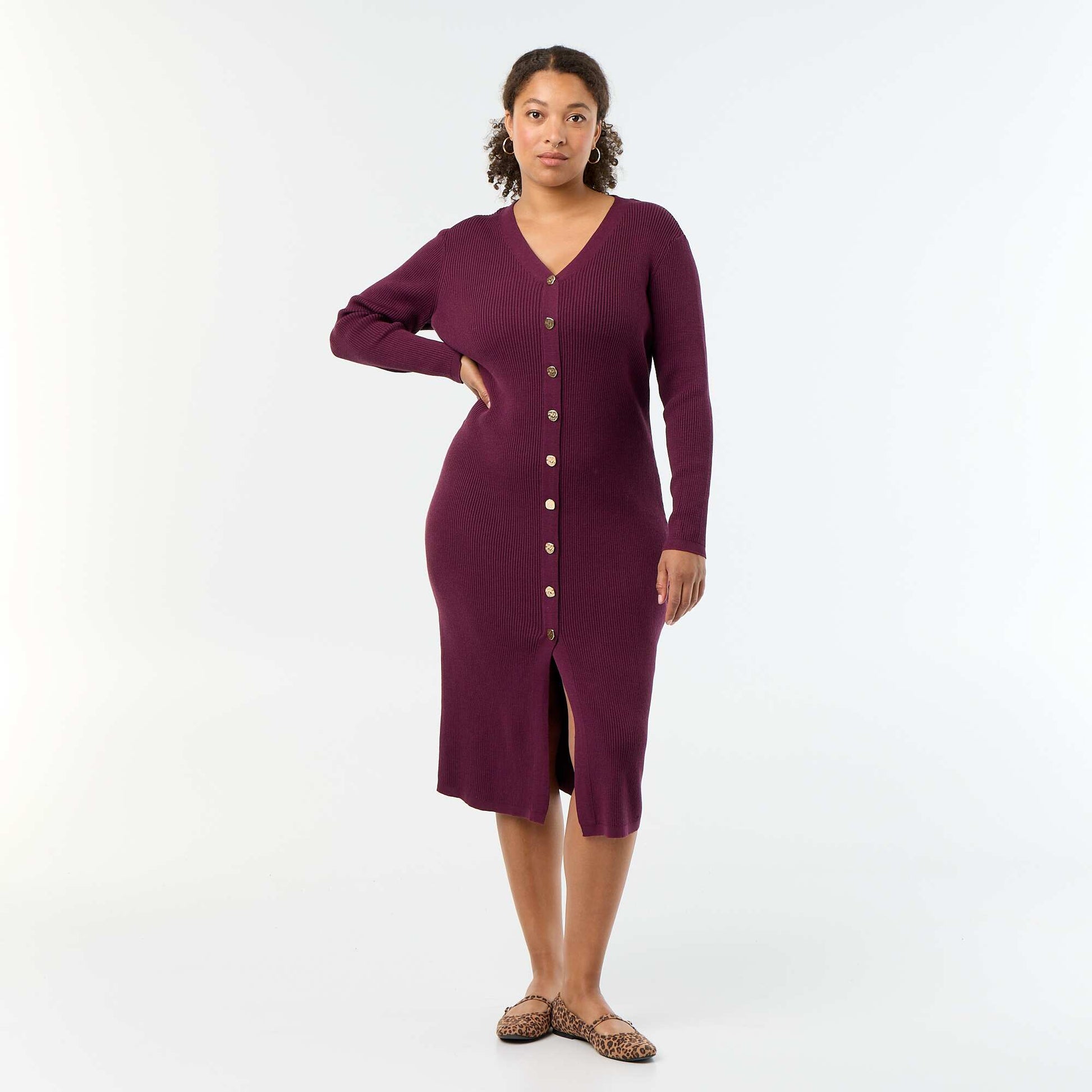 Long ribbed dress PINK