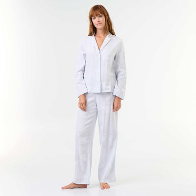 Patterned 2-Piece Pajama Set: Shirt + Pants BLUE