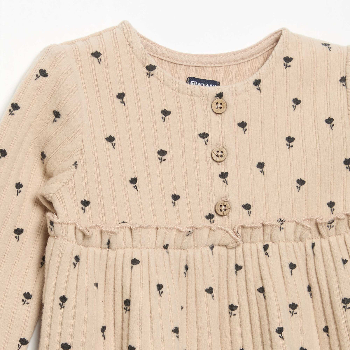 Printed soft knit dress BEIGE