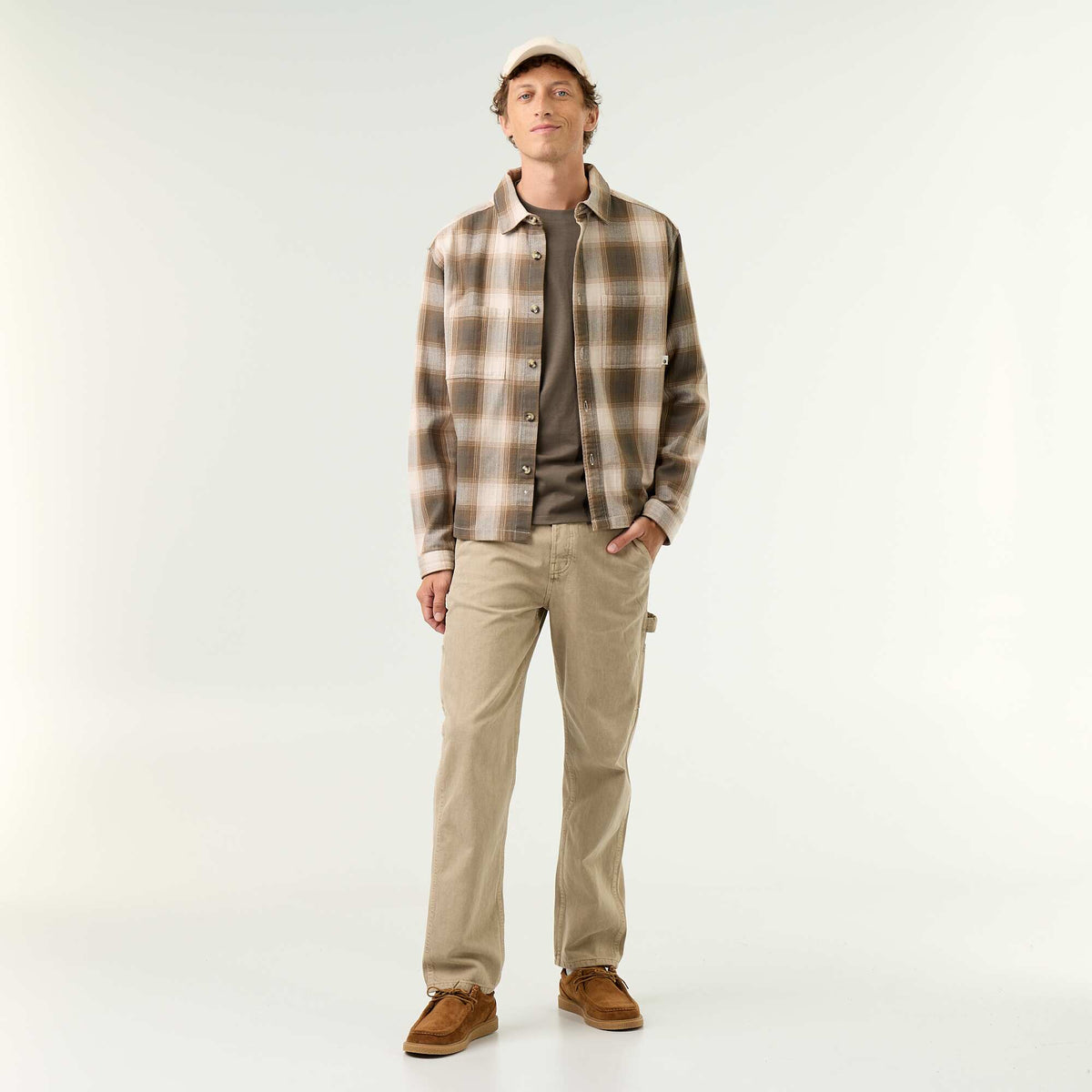Long-sleeve crew neck cotton t-shirt KHAKI
