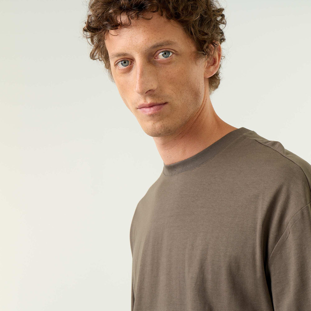 Long-sleeve crew neck cotton t-shirt KHAKI