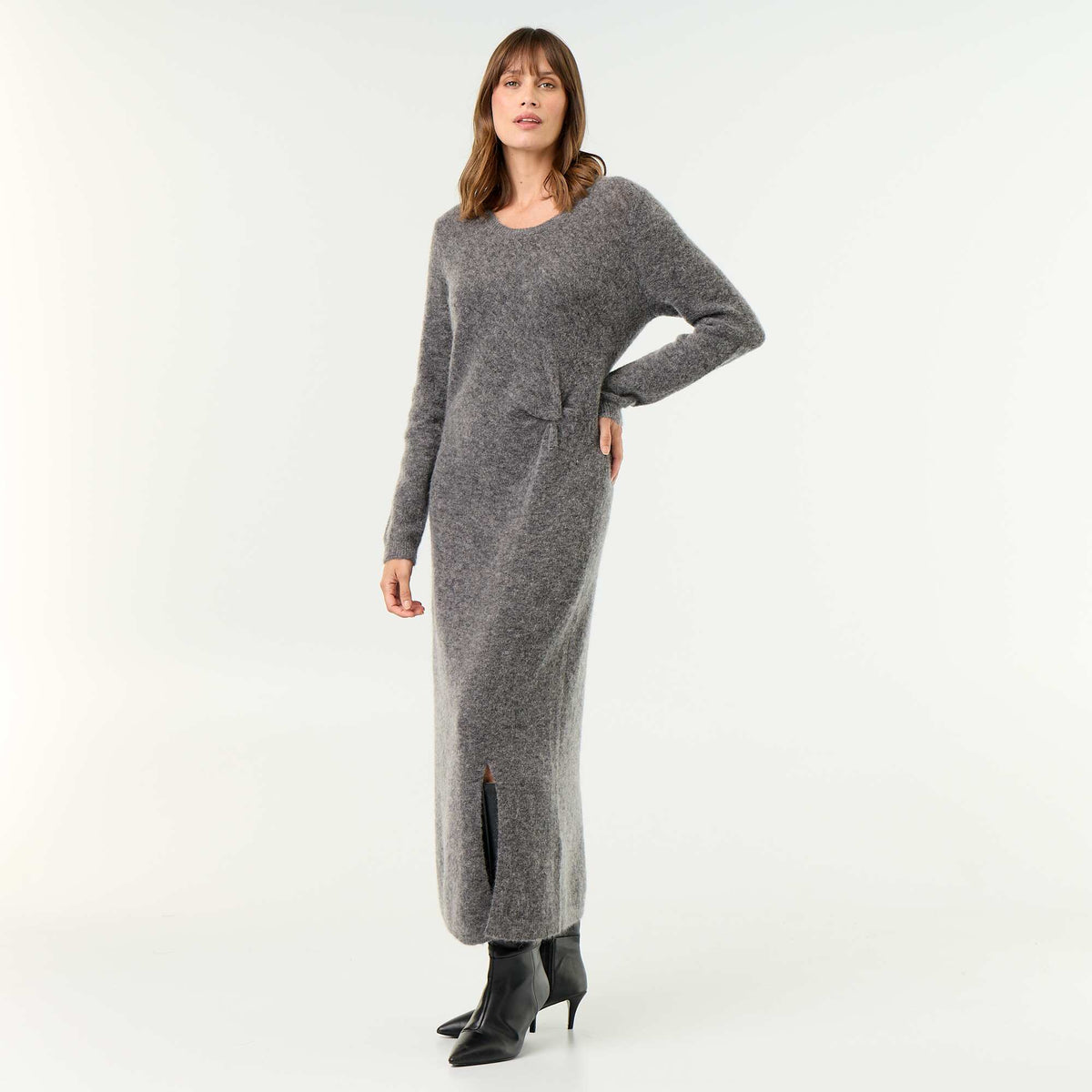 Blended Wool Maternity Dress GREY