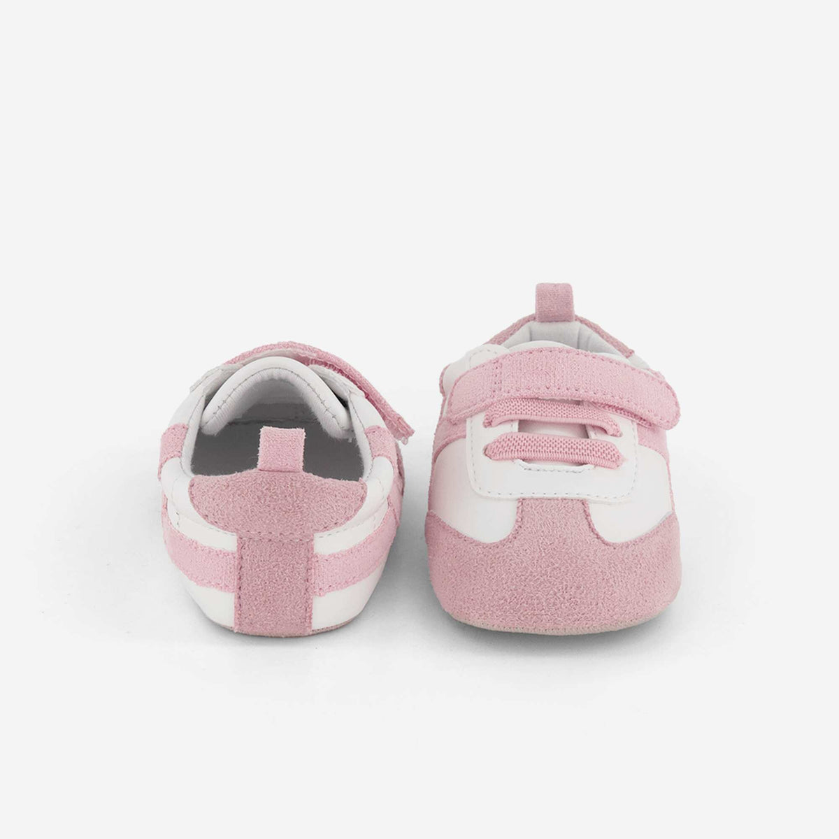 Low-top sneakers with hook-and-loop and lace fastening PINK