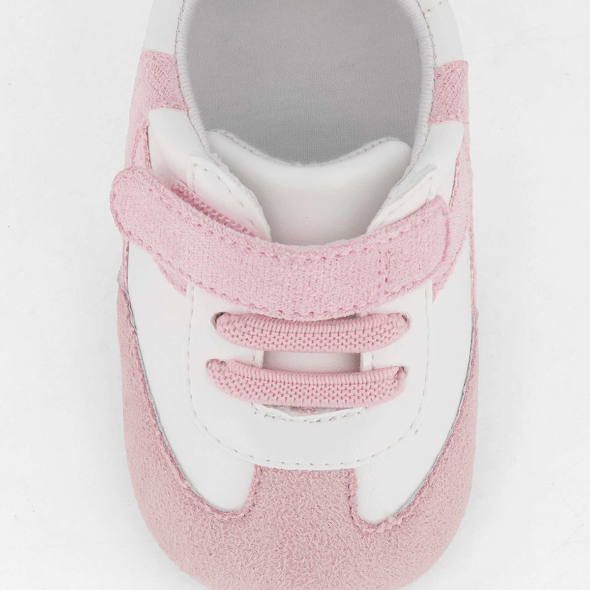 Low-top sneakers with hook-and-loop and lace fastening PINK