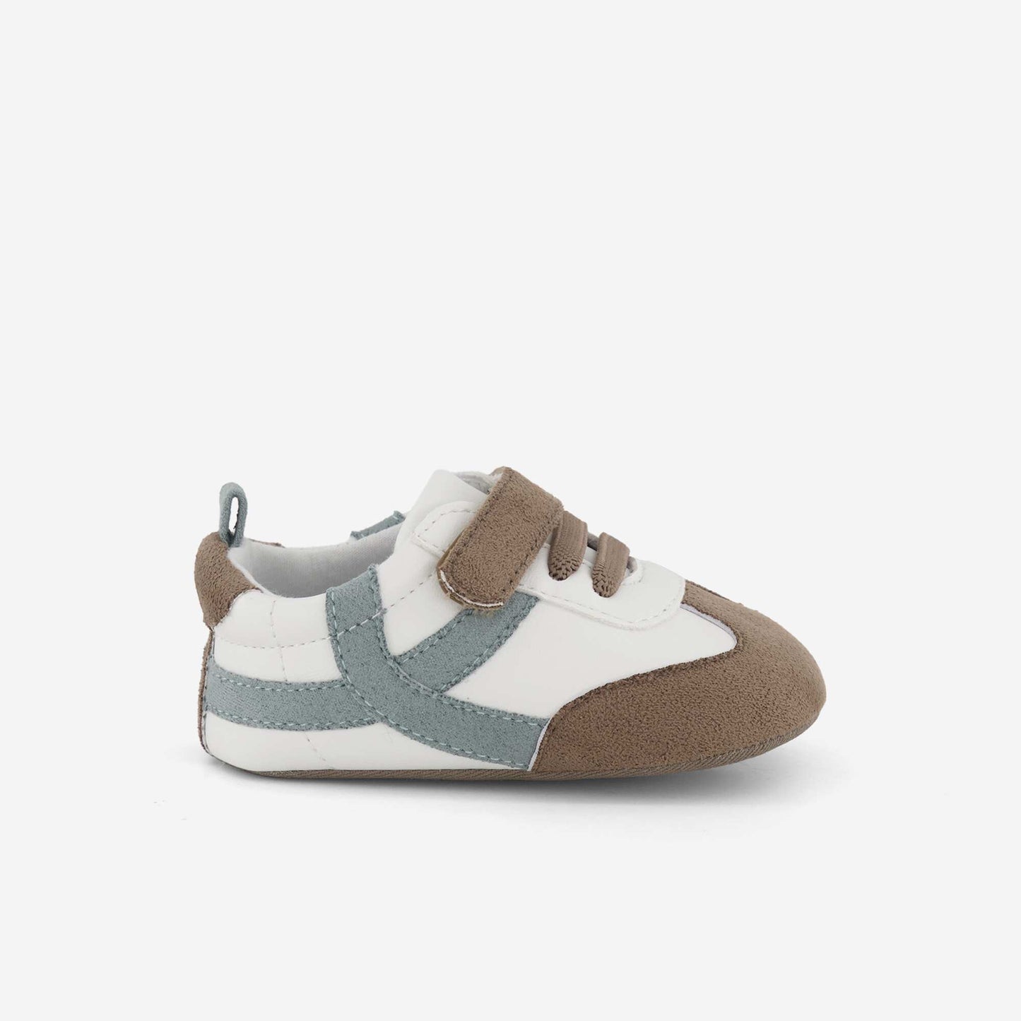 Low-top sneakers with hook-and-loop and lace fastening BROWN