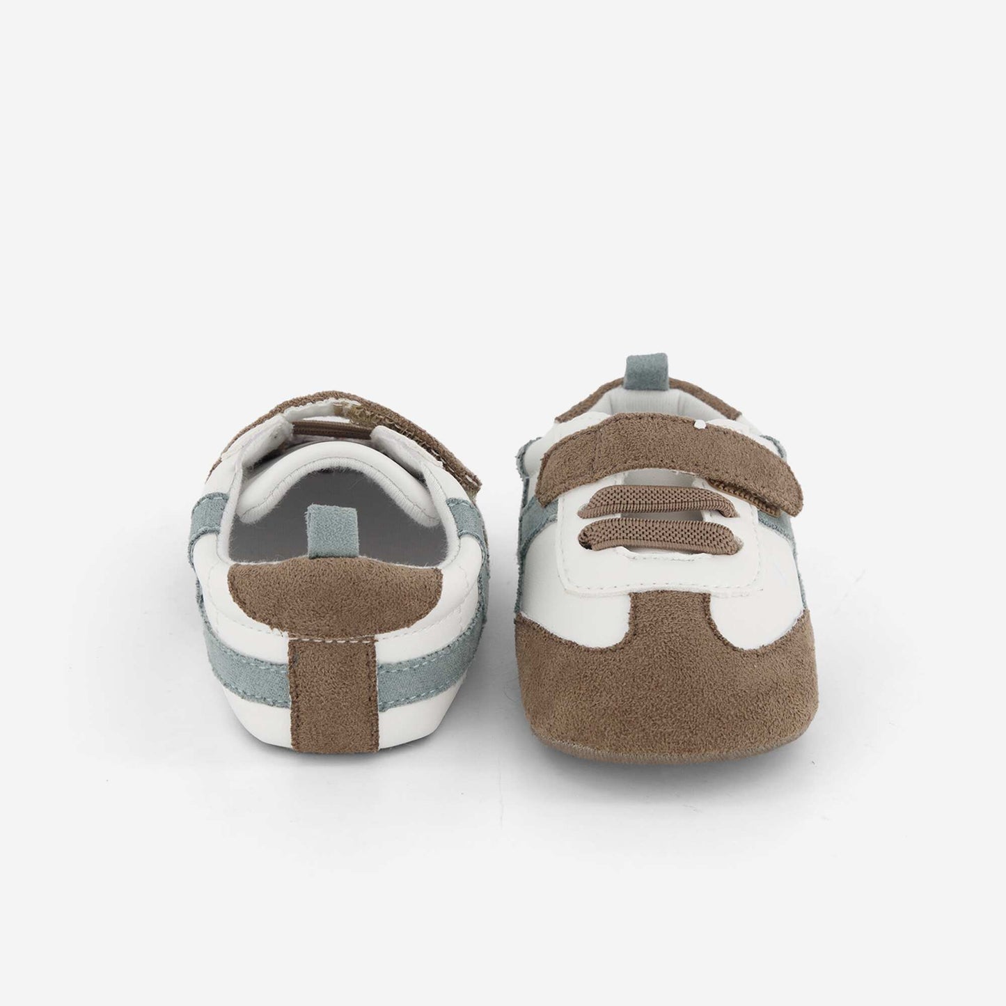 Low-top sneakers with hook-and-loop and lace fastening BROWN