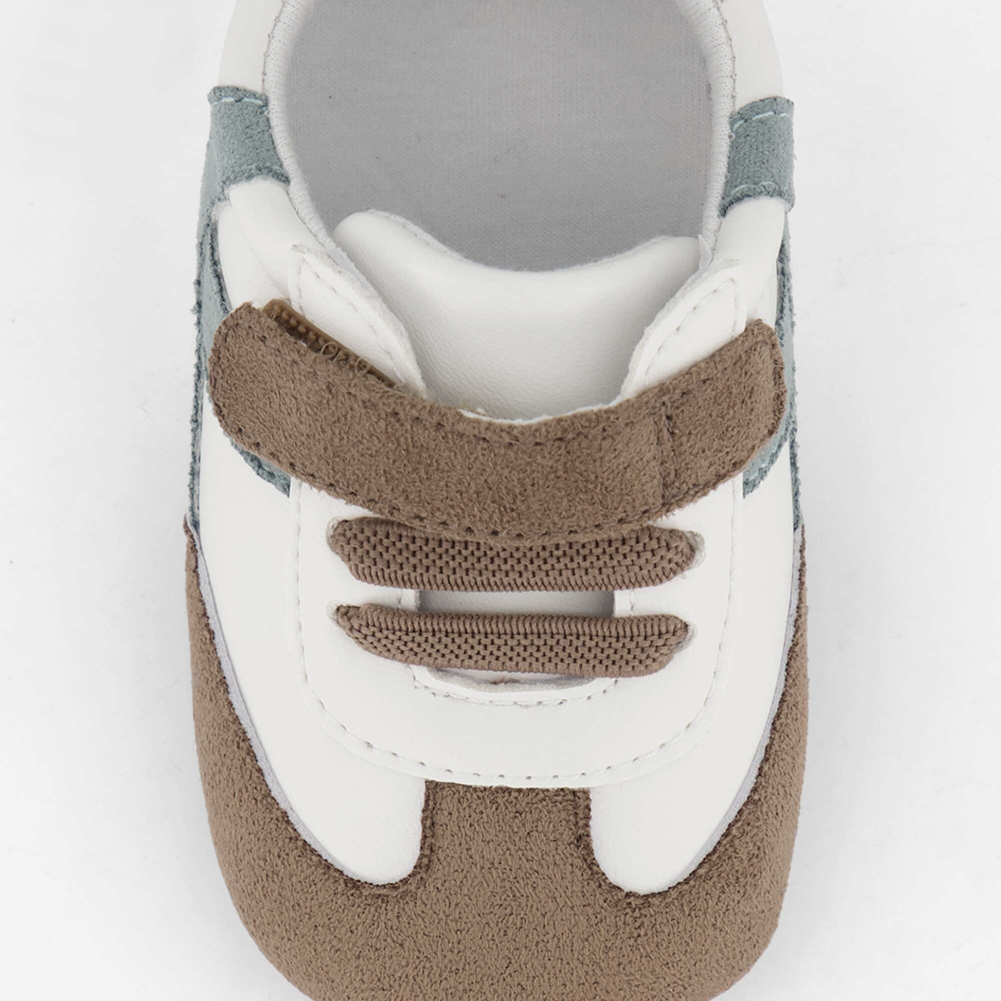 Low-top sneakers with hook-and-loop and lace fastening BROWN