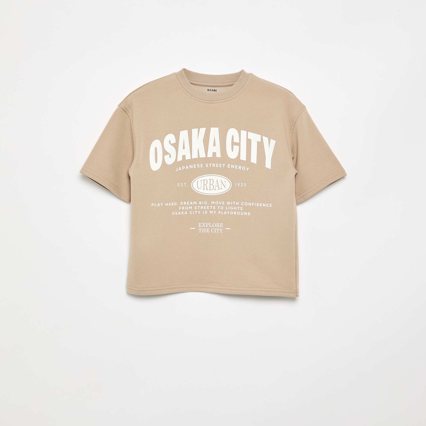 Short-sleeved printed T-shirt BEIGE