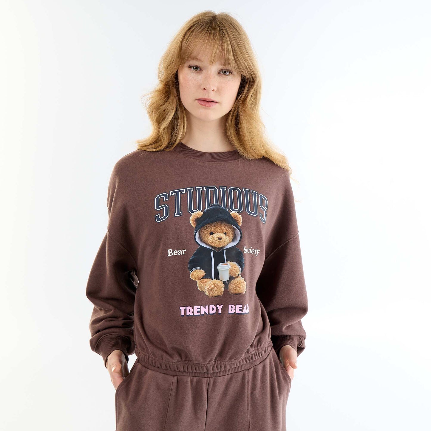 Crop top sweatshirt BROWN