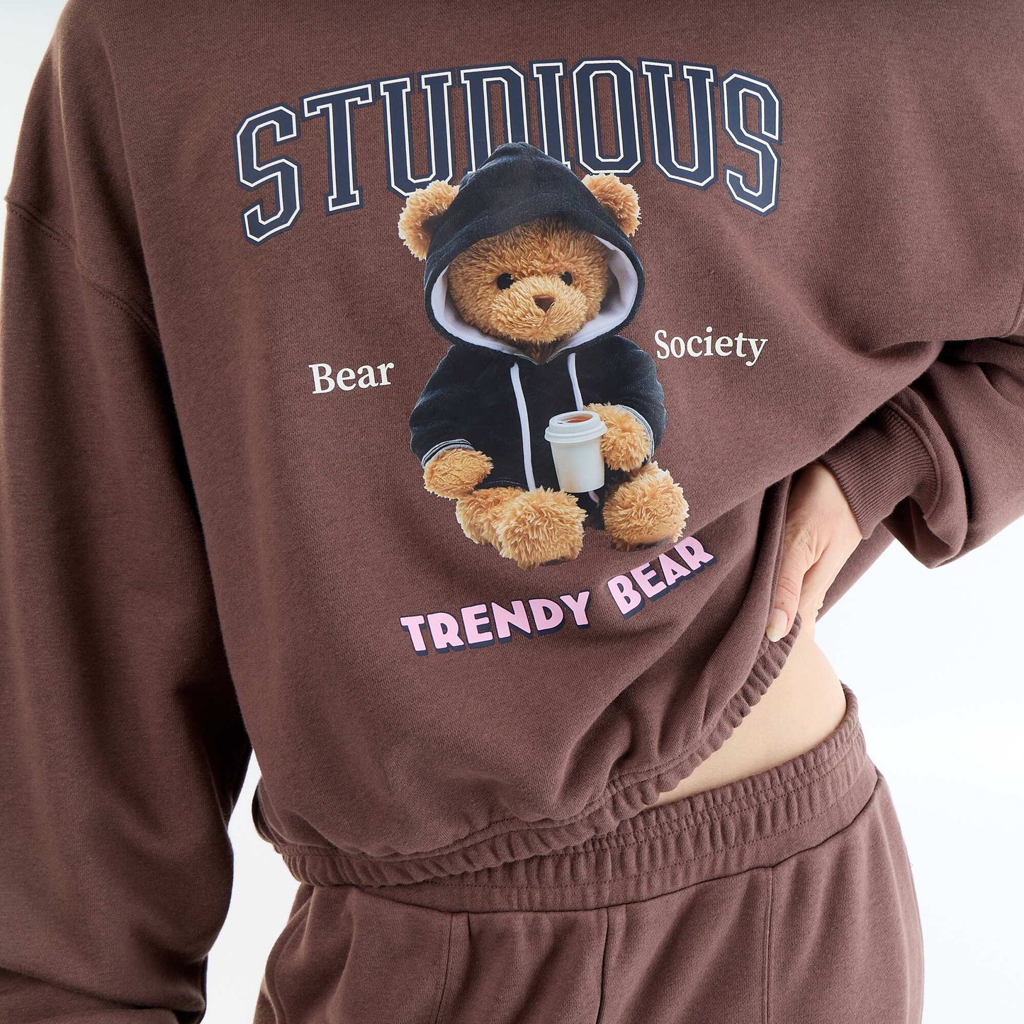 Crop top sweatshirt BROWN