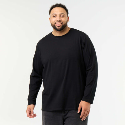 Plain long-sleeved jersey T-shirt BLACK