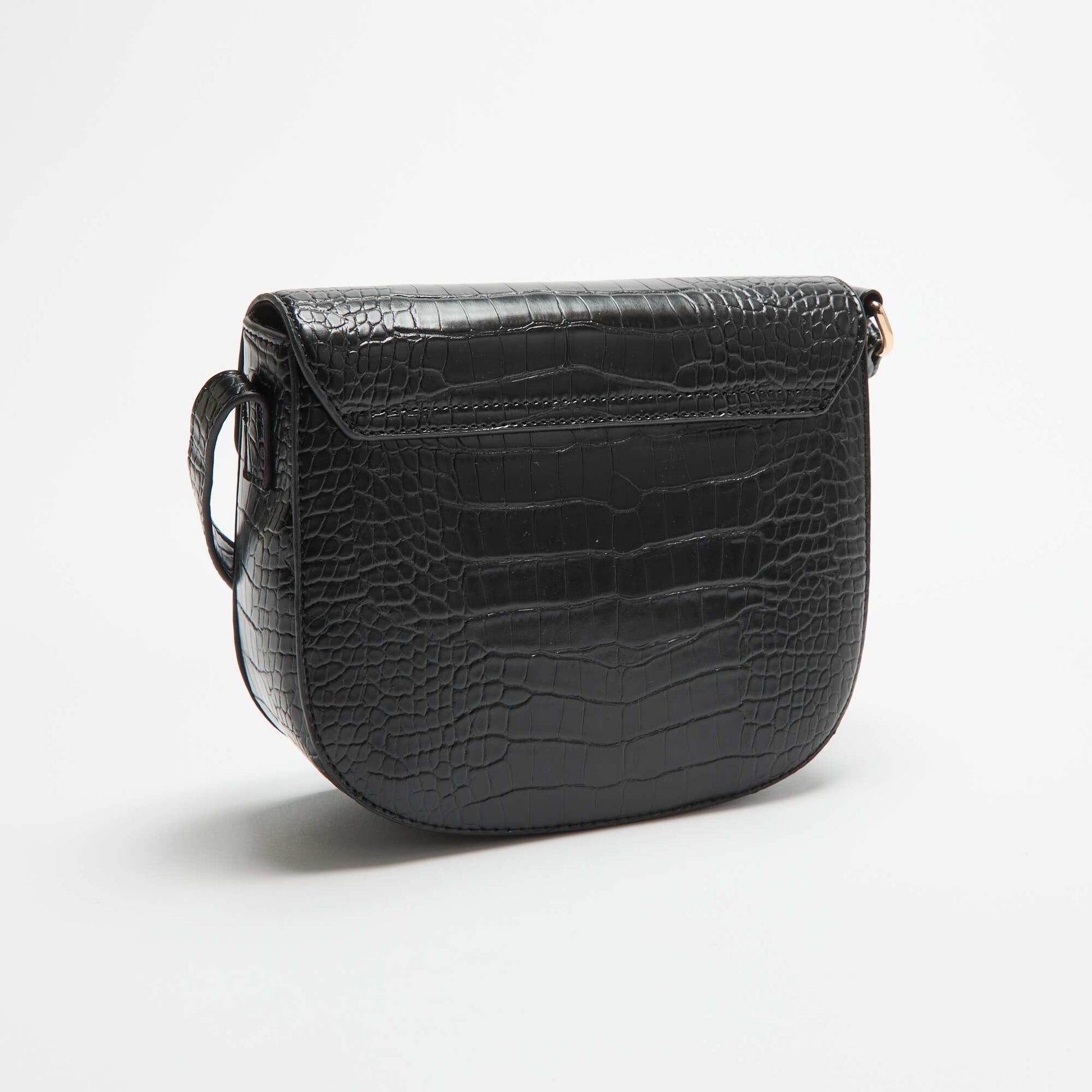 Faux Croc-Effect Handbag BLACK
