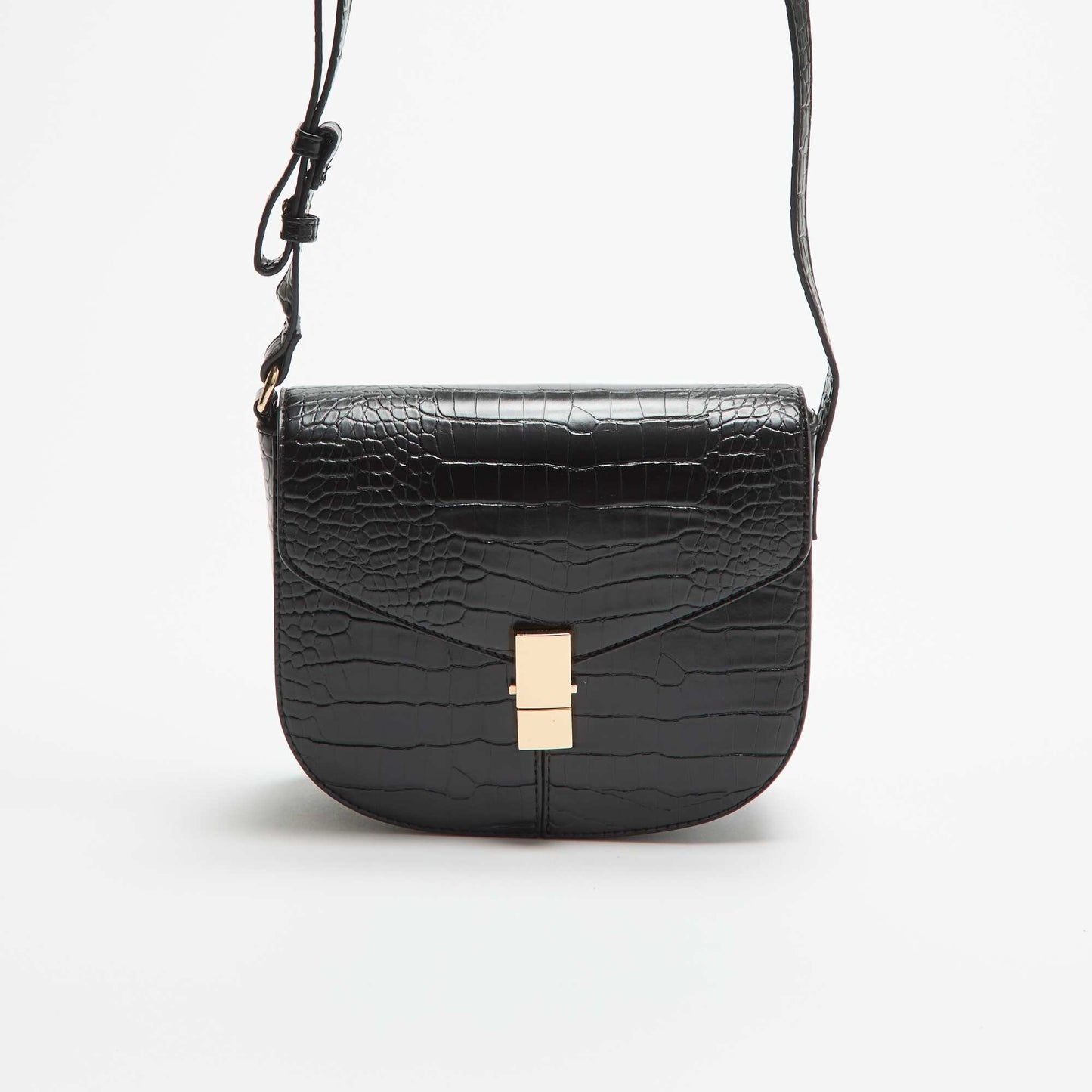 Faux Croc-Effect Handbag BLACK