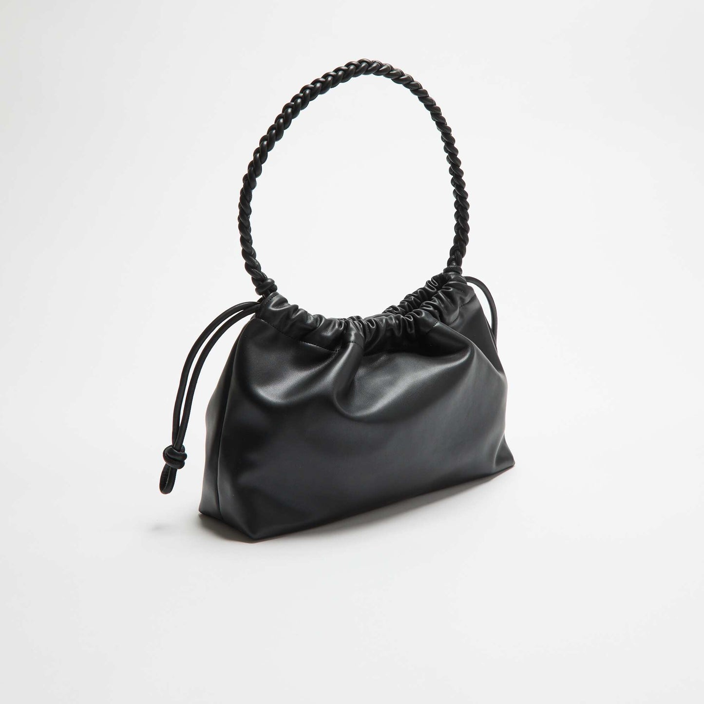 Faux Leather Pouch Bag BLACK