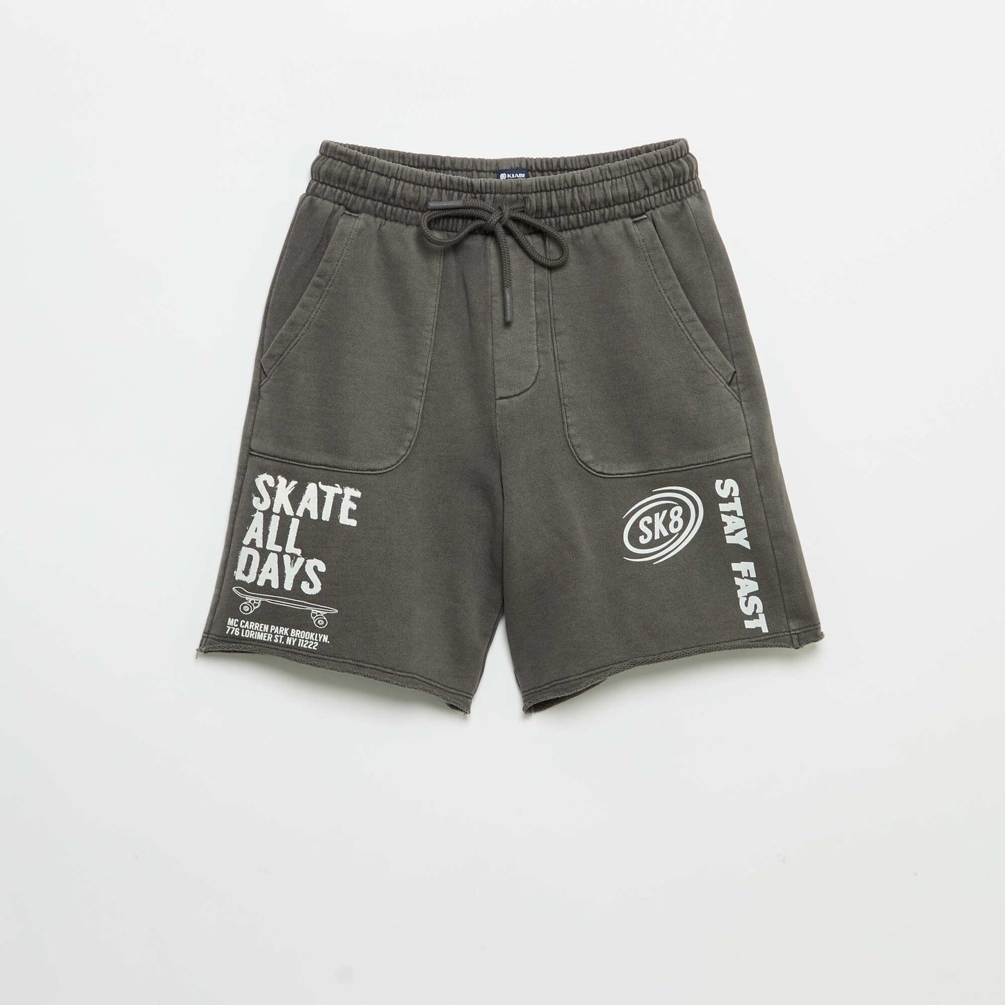 Lightweight Printed Fleece Shorts GREY