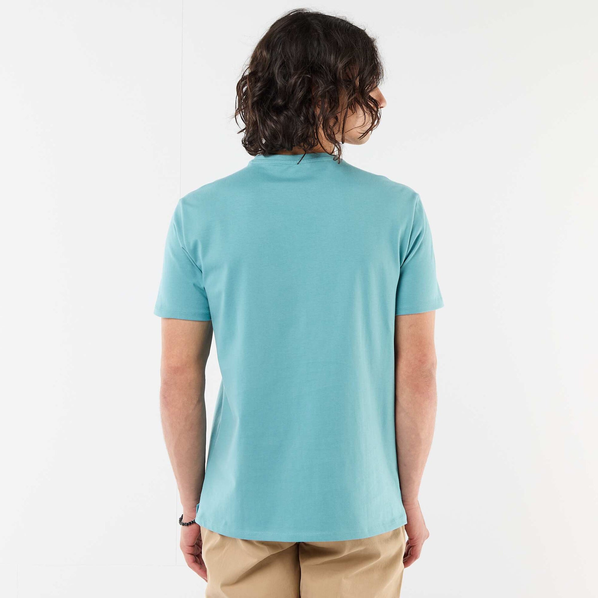 Plain short-sleeved T-shirt with embroidery BLUE