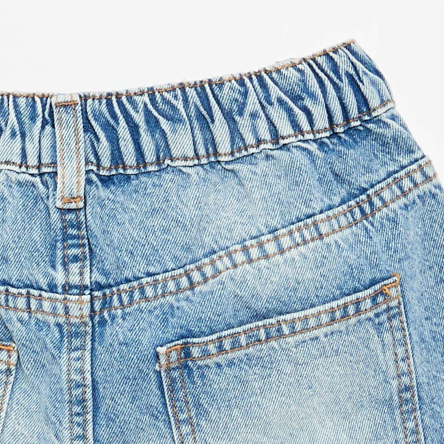 Pull-on denim shorts BLUE