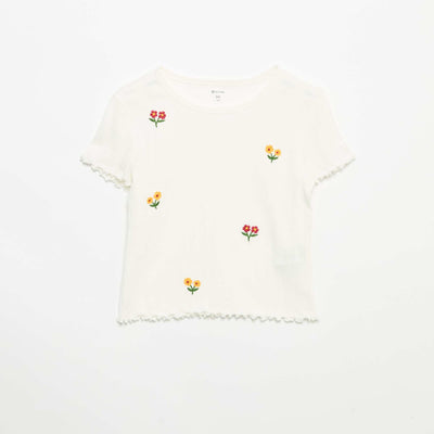 Short-sleeved embroidered T-shirt WHITE