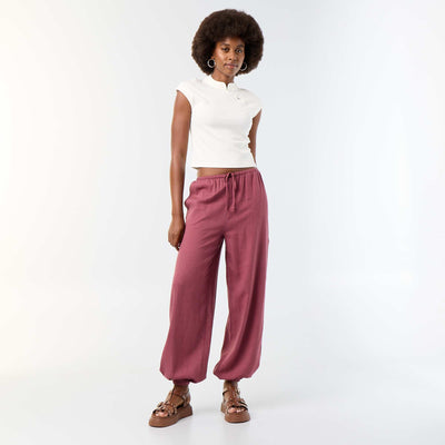 Solid Balloon Fit Pants with 2 Pockets PINK