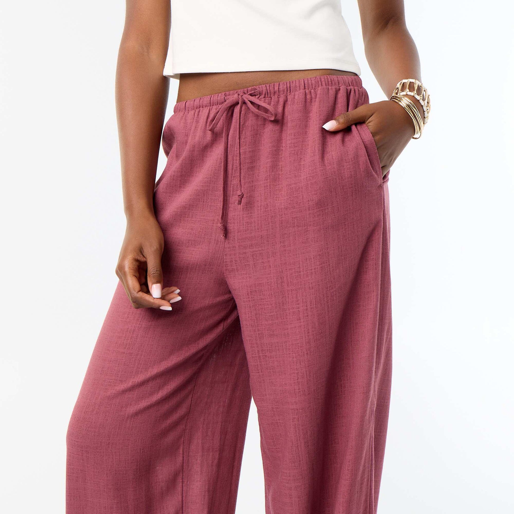 Solid Balloon Fit Pants with 2 Pockets PINK