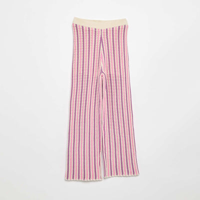 Striped Crochet-Knit Effect Pants PURPLE