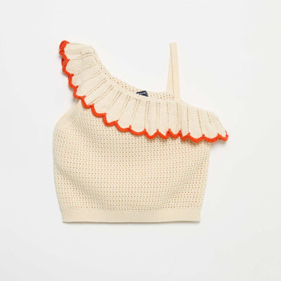 Asymmetric knit top BEIGE