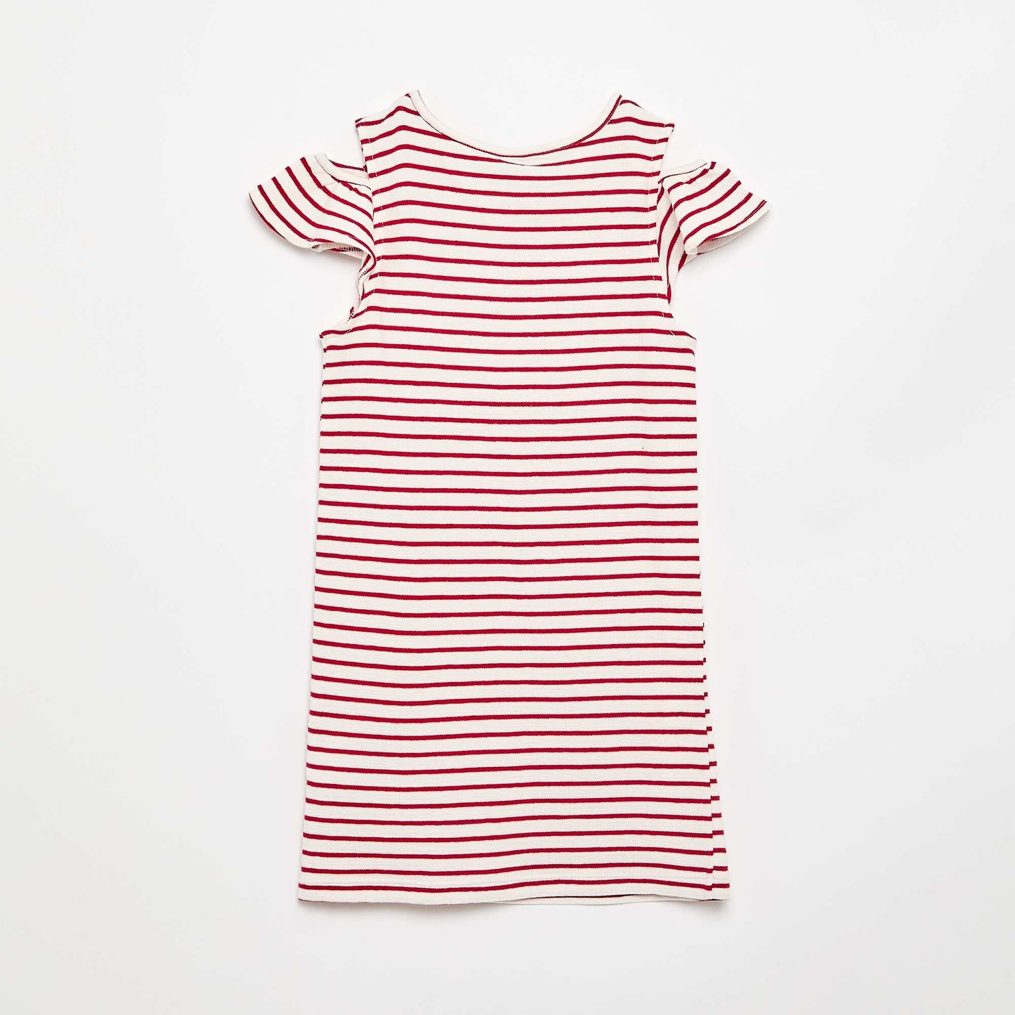 Thigh-length dress with shoulder cut-outs RED