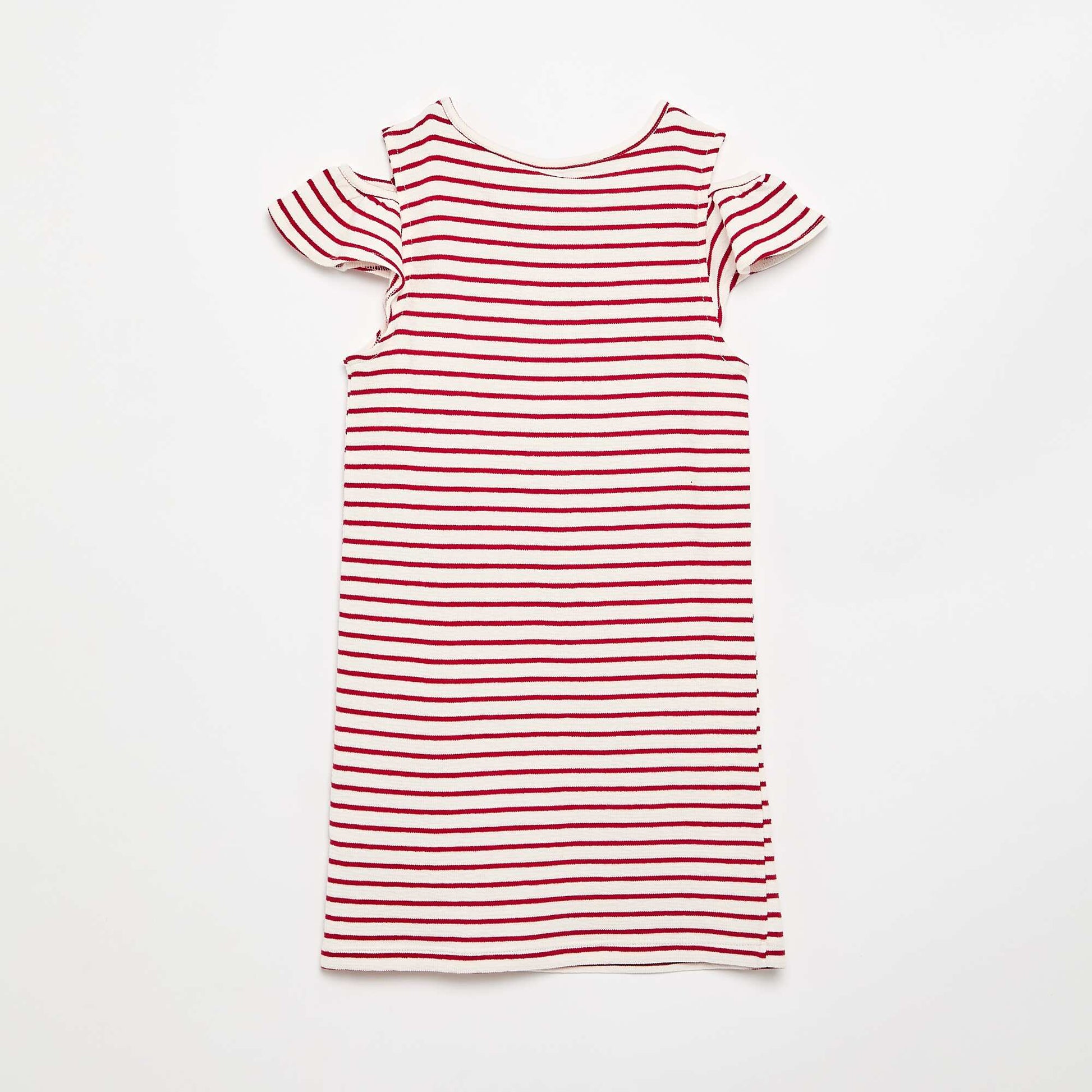 Thigh-length dress with shoulder cut-outs RED