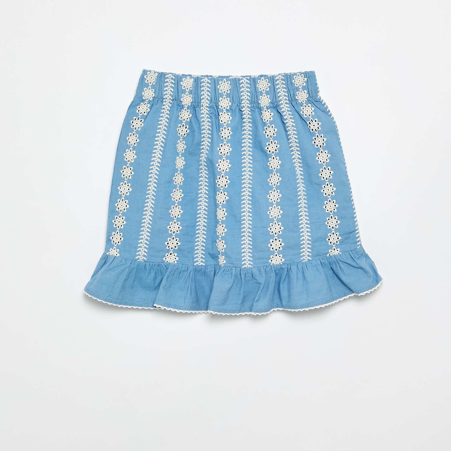 Embroidered knee-length skirt BLUE