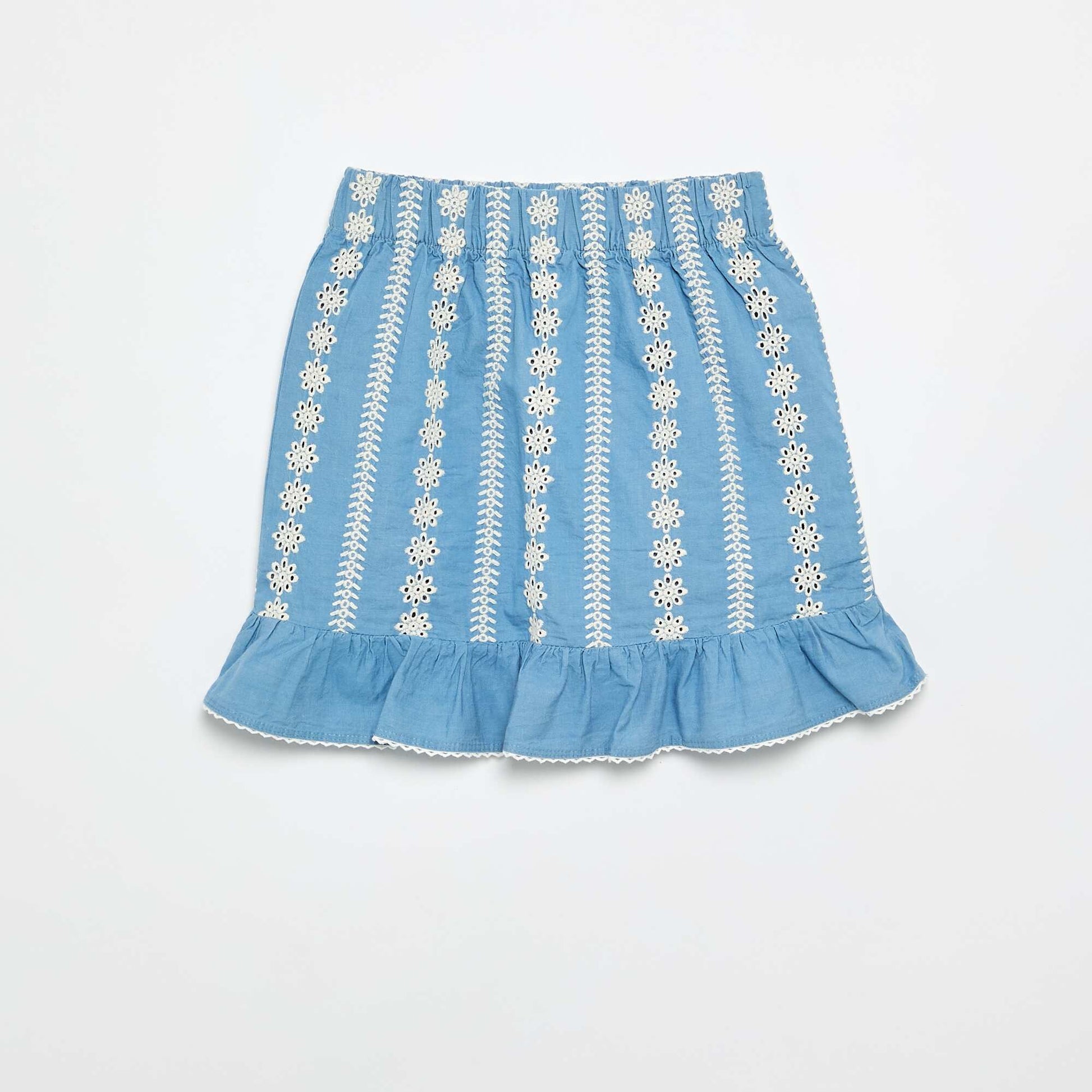Embroidered knee-length skirt BLUE