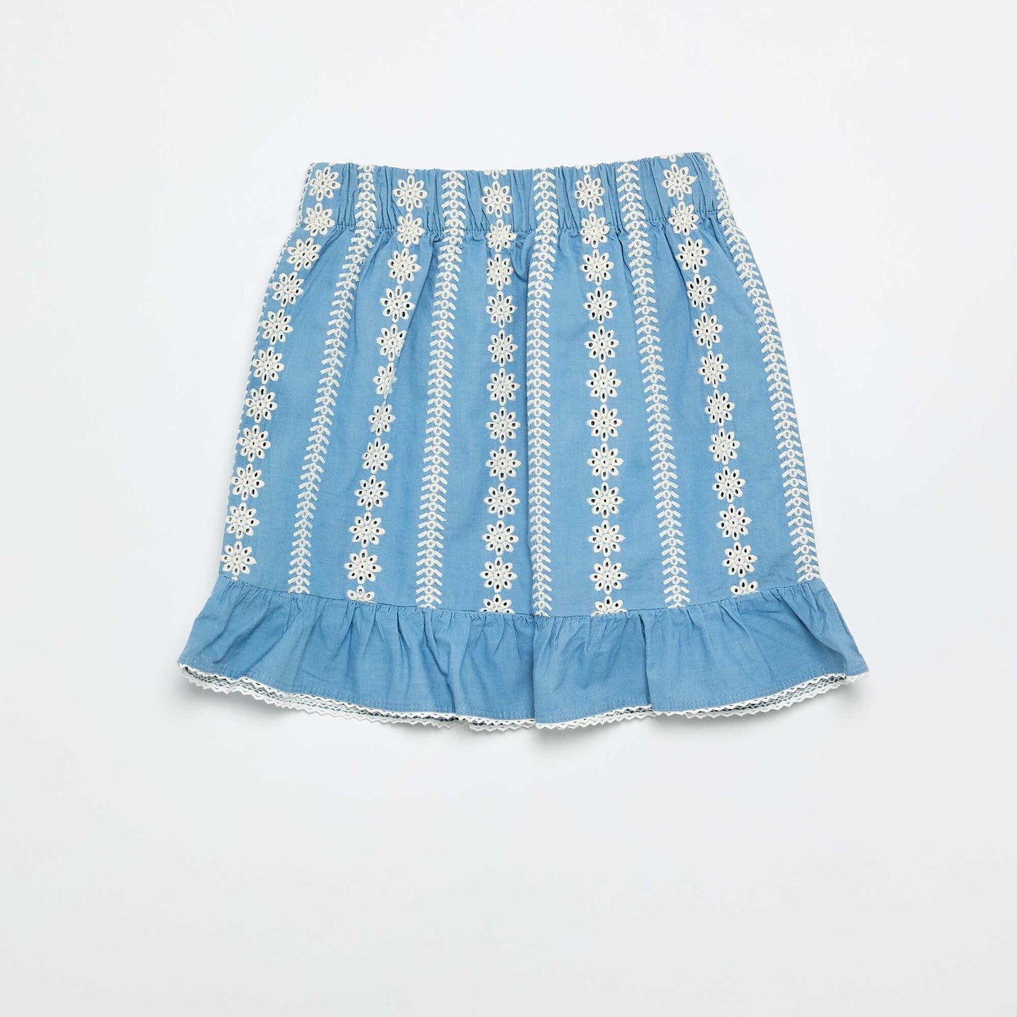 Embroidered knee-length skirt BLUE