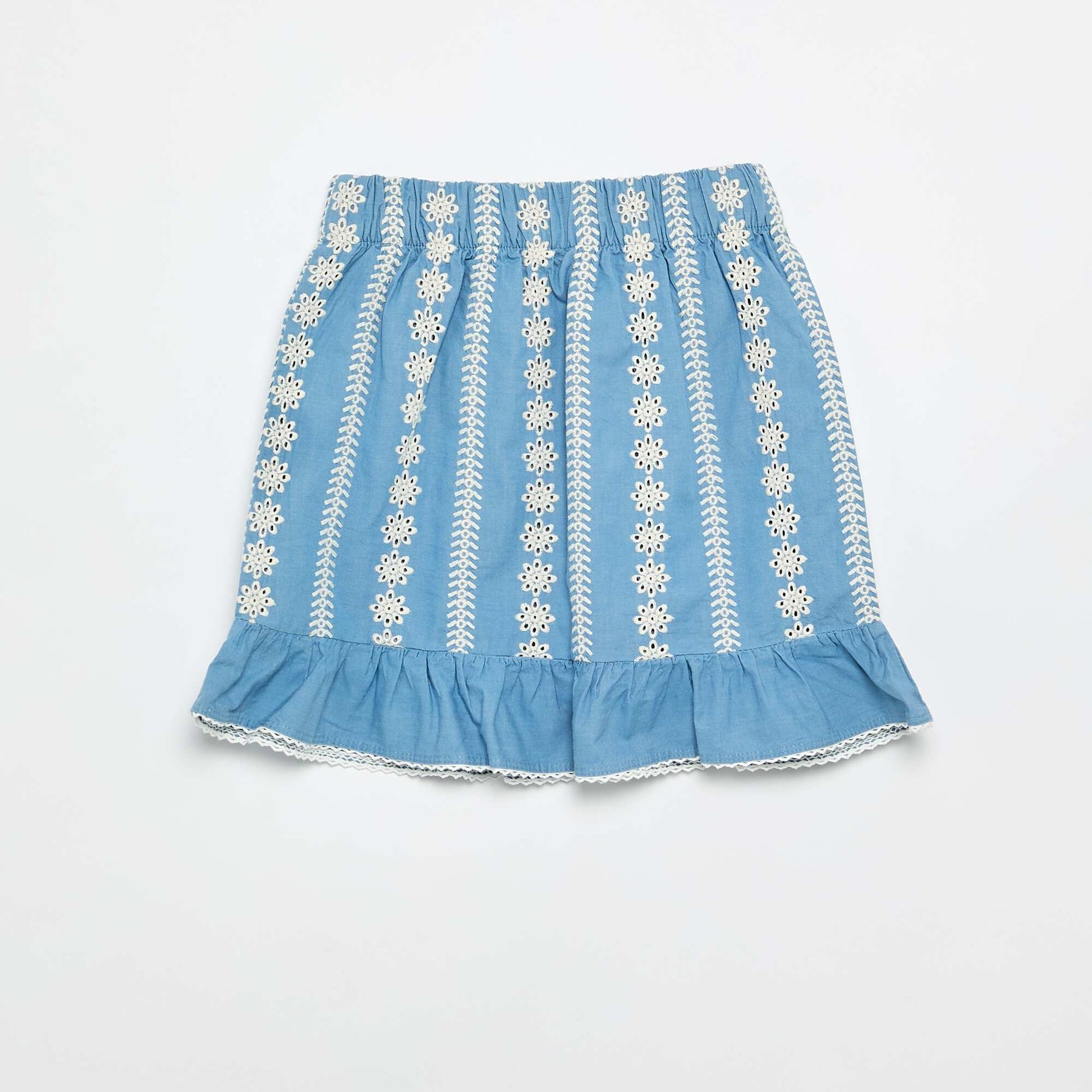 Embroidered knee-length skirt BLUE