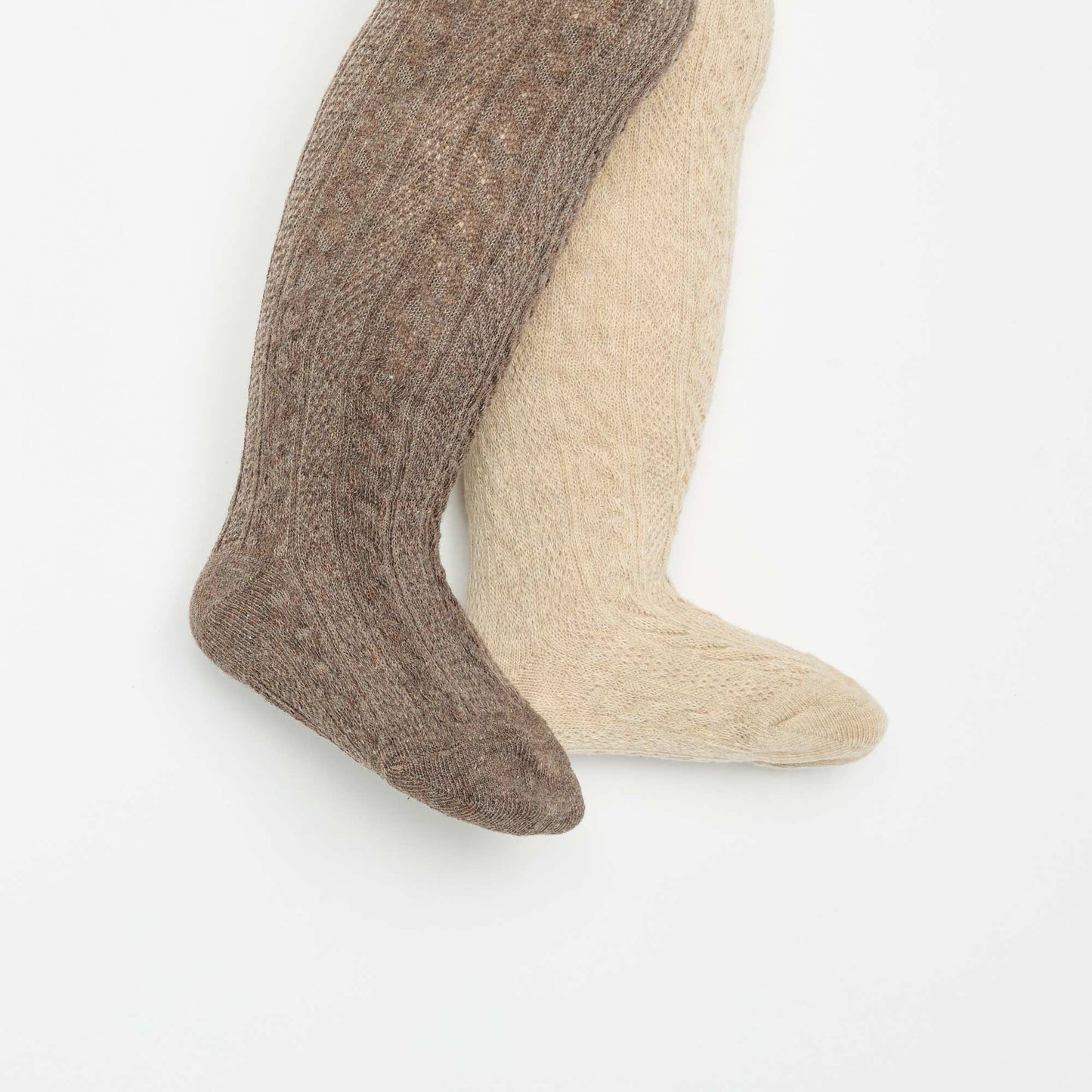 Pack of 2 pairs of fancy knit tights BROWN