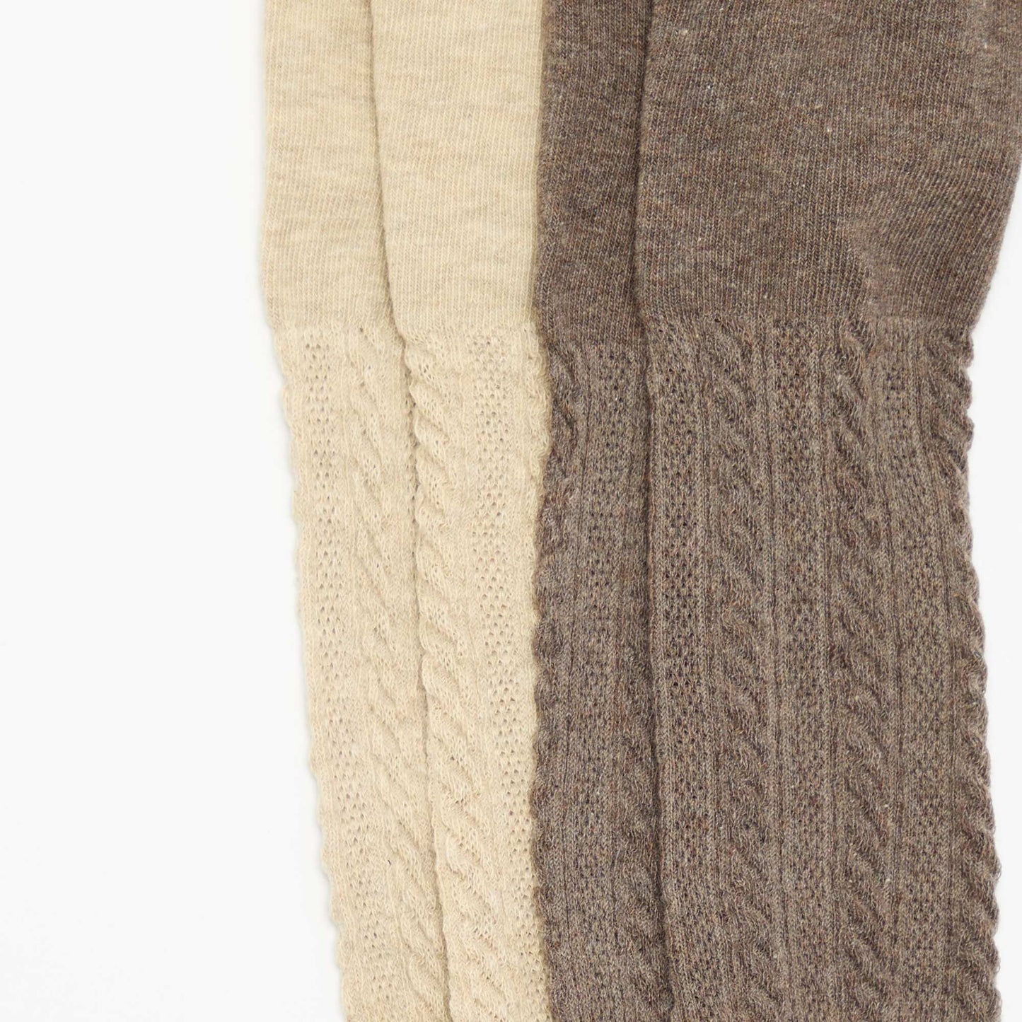 Pack of 2 pairs of fancy knit tights BROWN