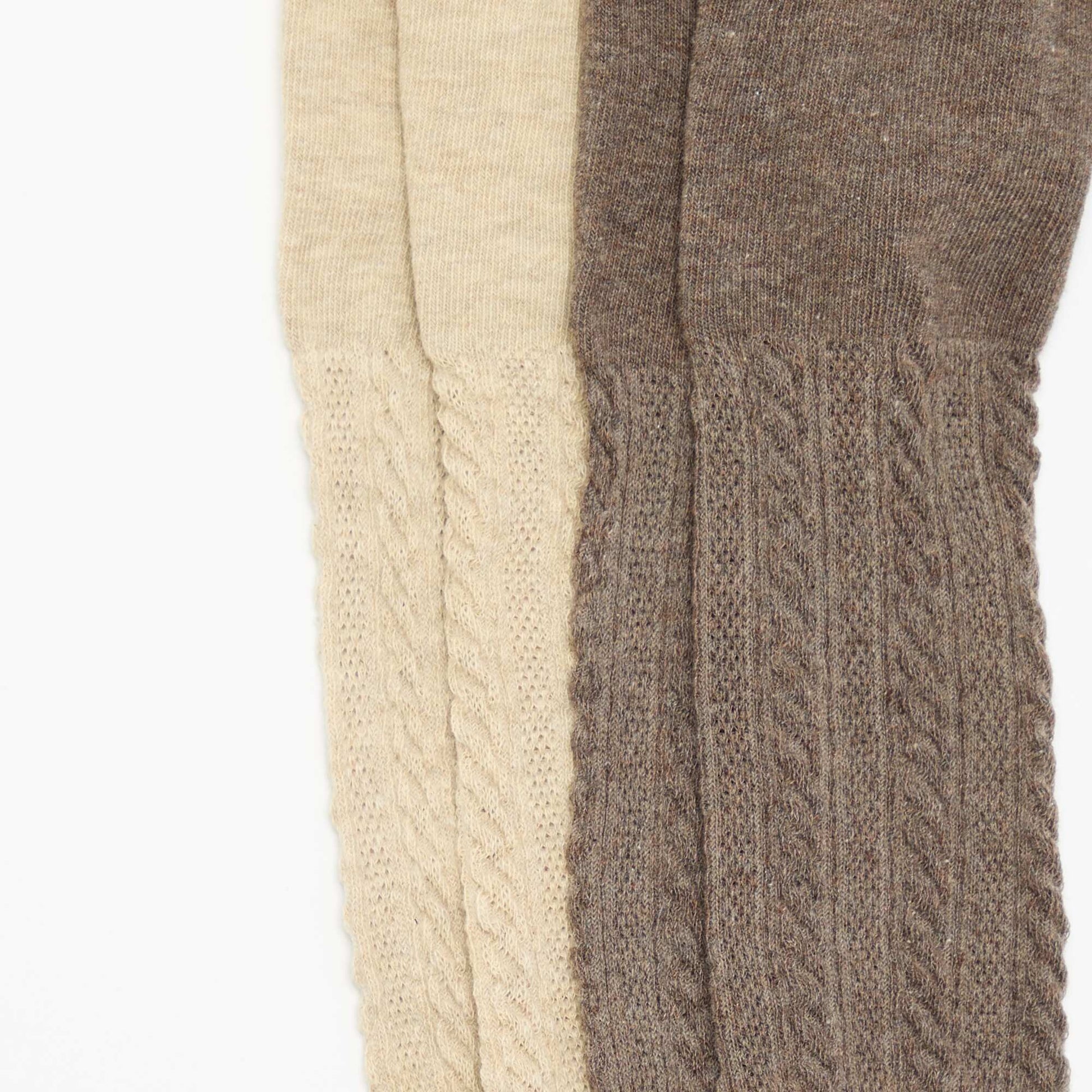Pack of 2 pairs of fancy knit tights BROWN
