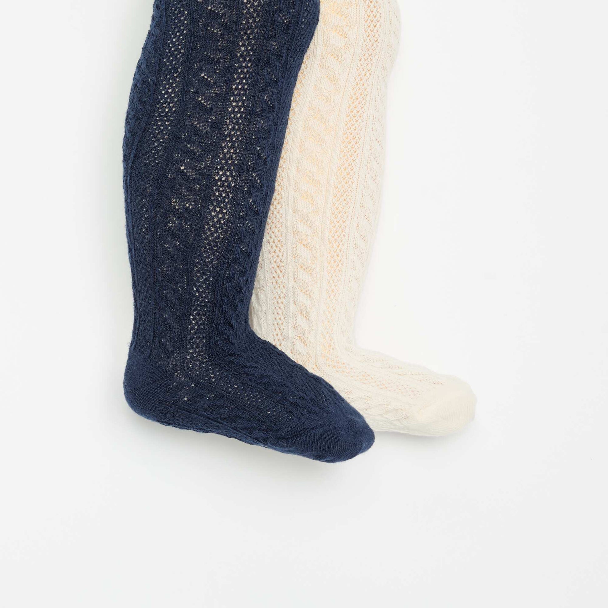 Pack of 2 pairs of fancy knit tights BLUE