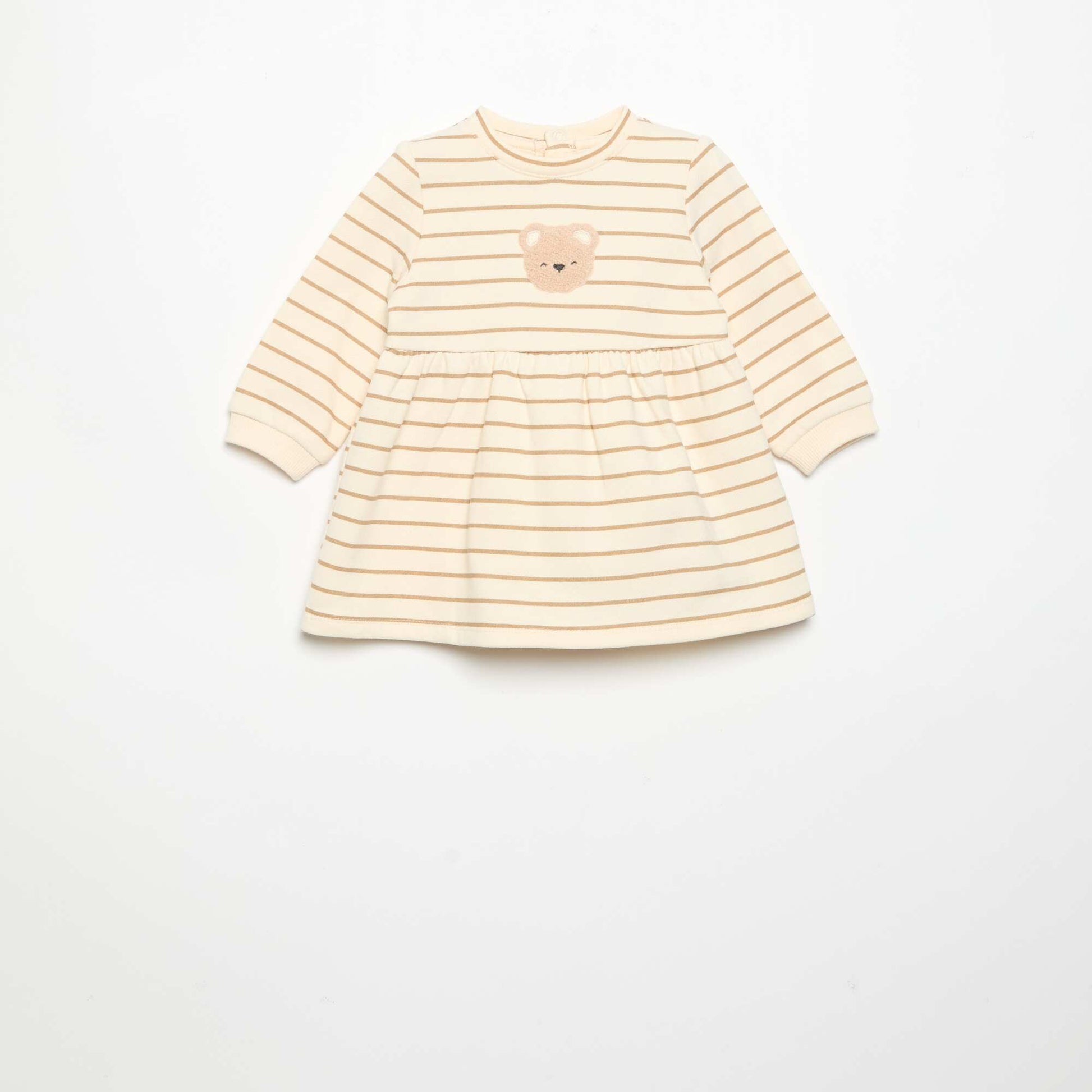 Long-sleeved printed dress BEIGE