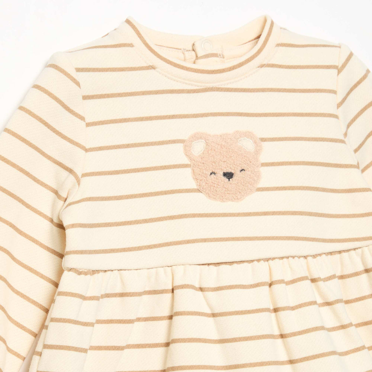 Long-sleeved printed dress BEIGE