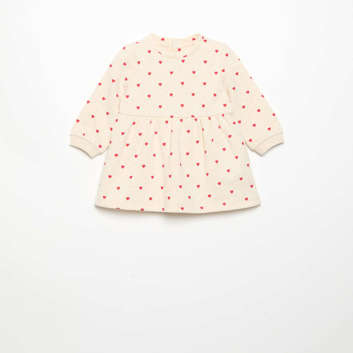 Long-sleeved printed dress BEIGE