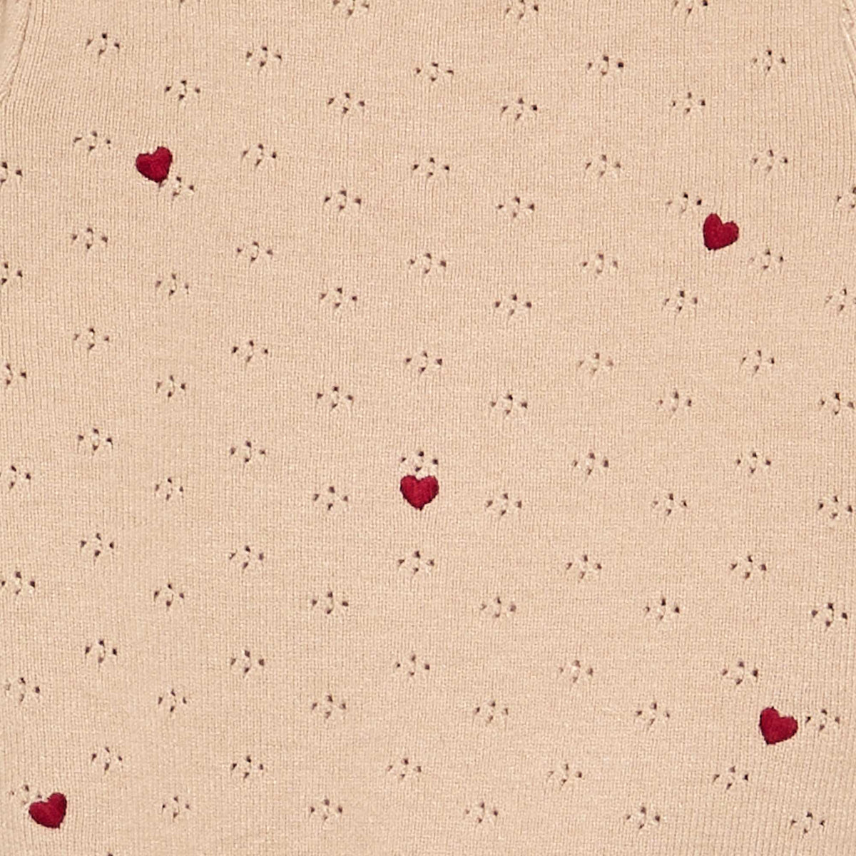 Embroidered Pointelle Knit Sweater BEIGE