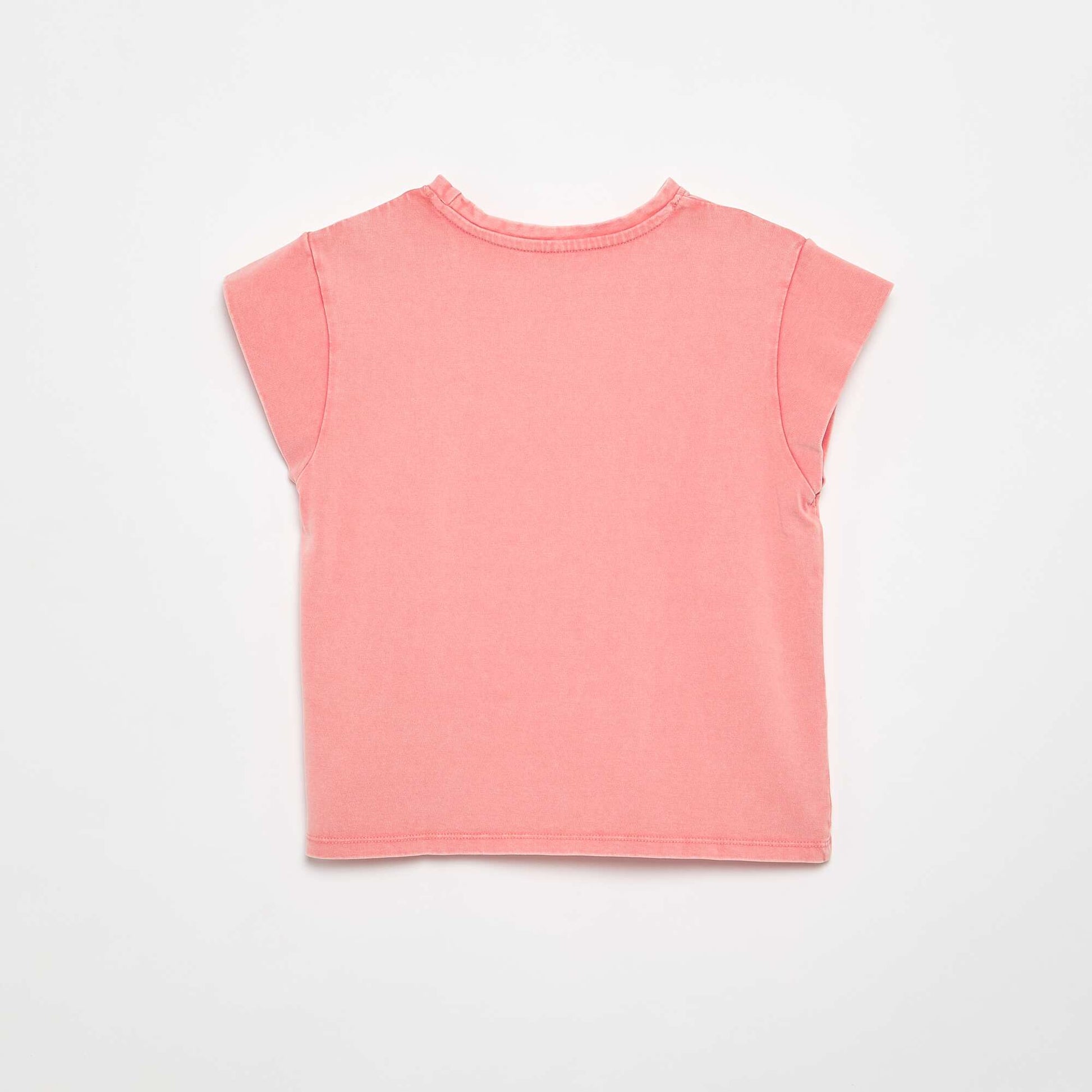 Plain extra-short sleeve T-shirt PINK