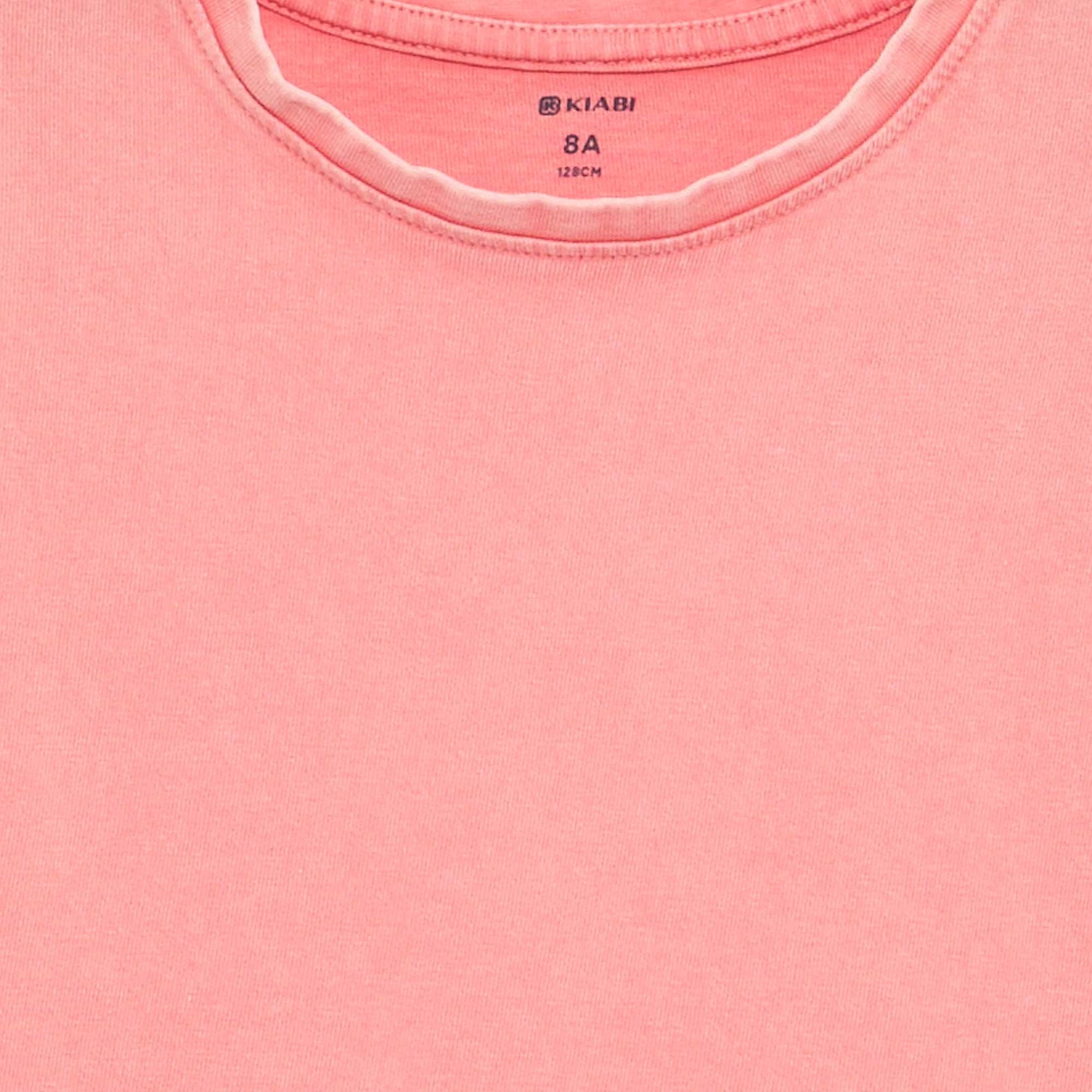 Plain extra-short sleeve T-shirt PINK