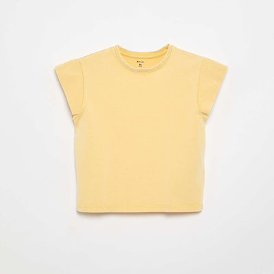 Plain extra-short sleeve T-shirt YELLOW