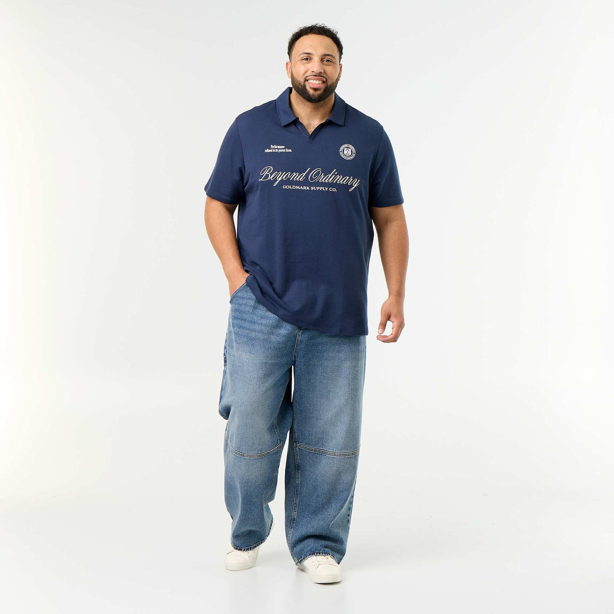 Short-sleeve jersey knit polo BLACK