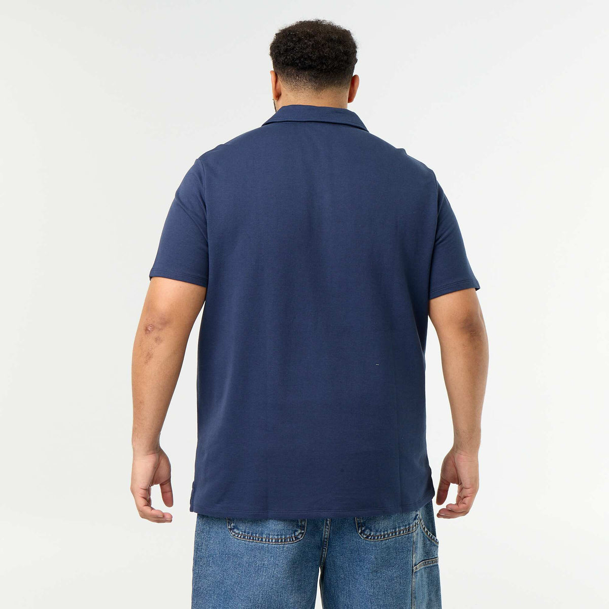 Short-sleeve jersey knit polo BLACK
