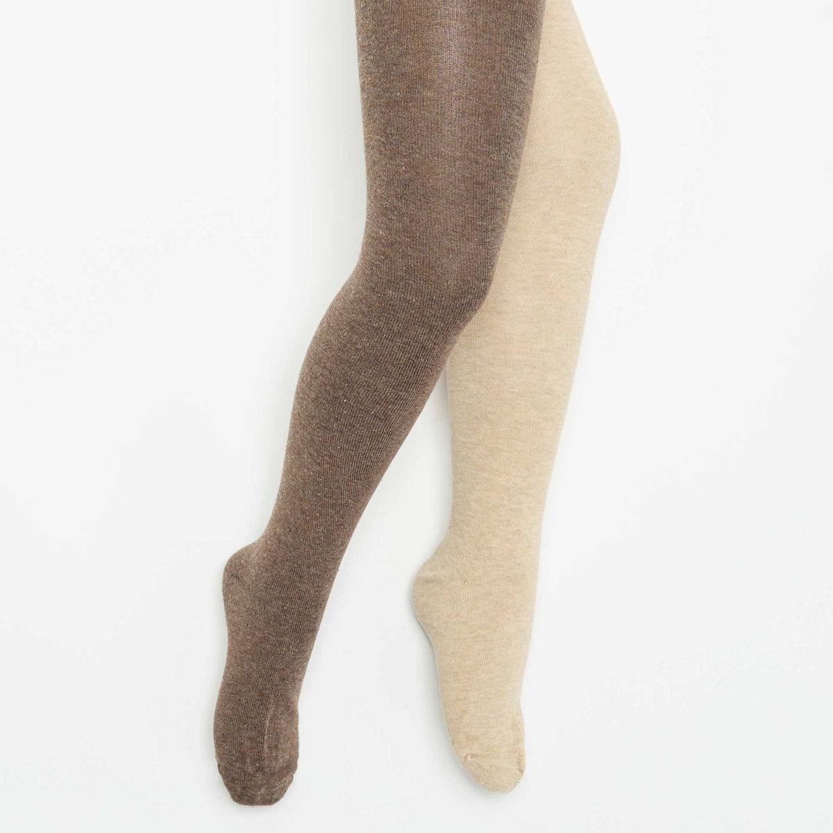 2-pack of plain tights BROWN
